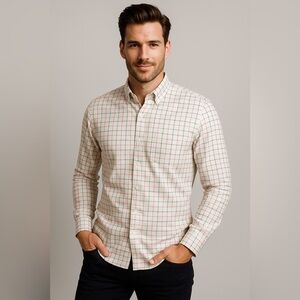 J. Crew Men's Pink and Blue Checkered Shirt